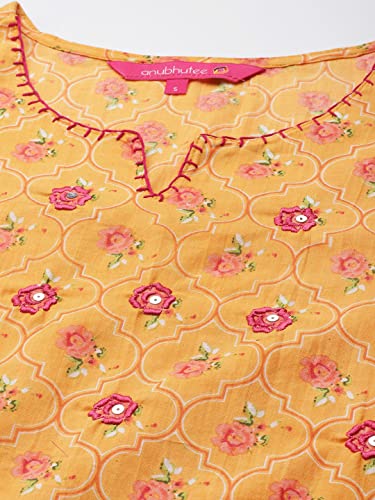 Image of anubhutee Women's Turquoise Handwork Printed Kurta Set with Trousers
