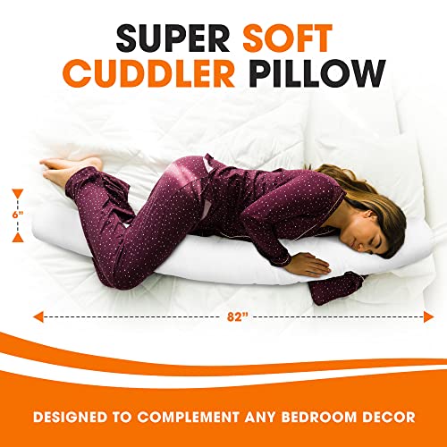 Cheer Collection Decorative Knot Throw Pillow For Home, Bedroom, Living Room Decor - Soft Pregnancy Pillows For Sleeping, Long Body Pillow For Bed - 82" X 6", White #TOP2