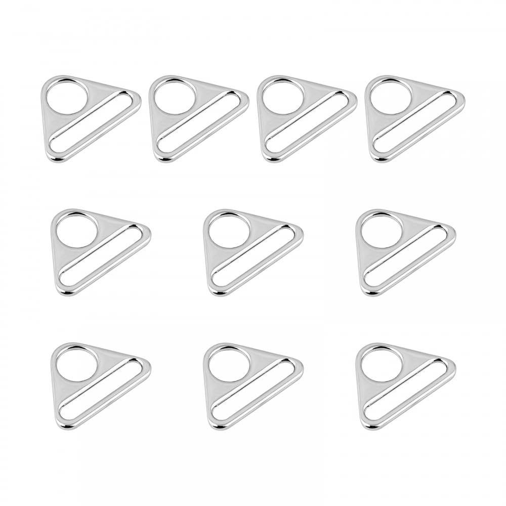 MiOYOOW Pack of 10 Triangular Belt Buckles, Zinc Alloy, Metal Adjuster, Ring Connector for Straps Bag Accessories