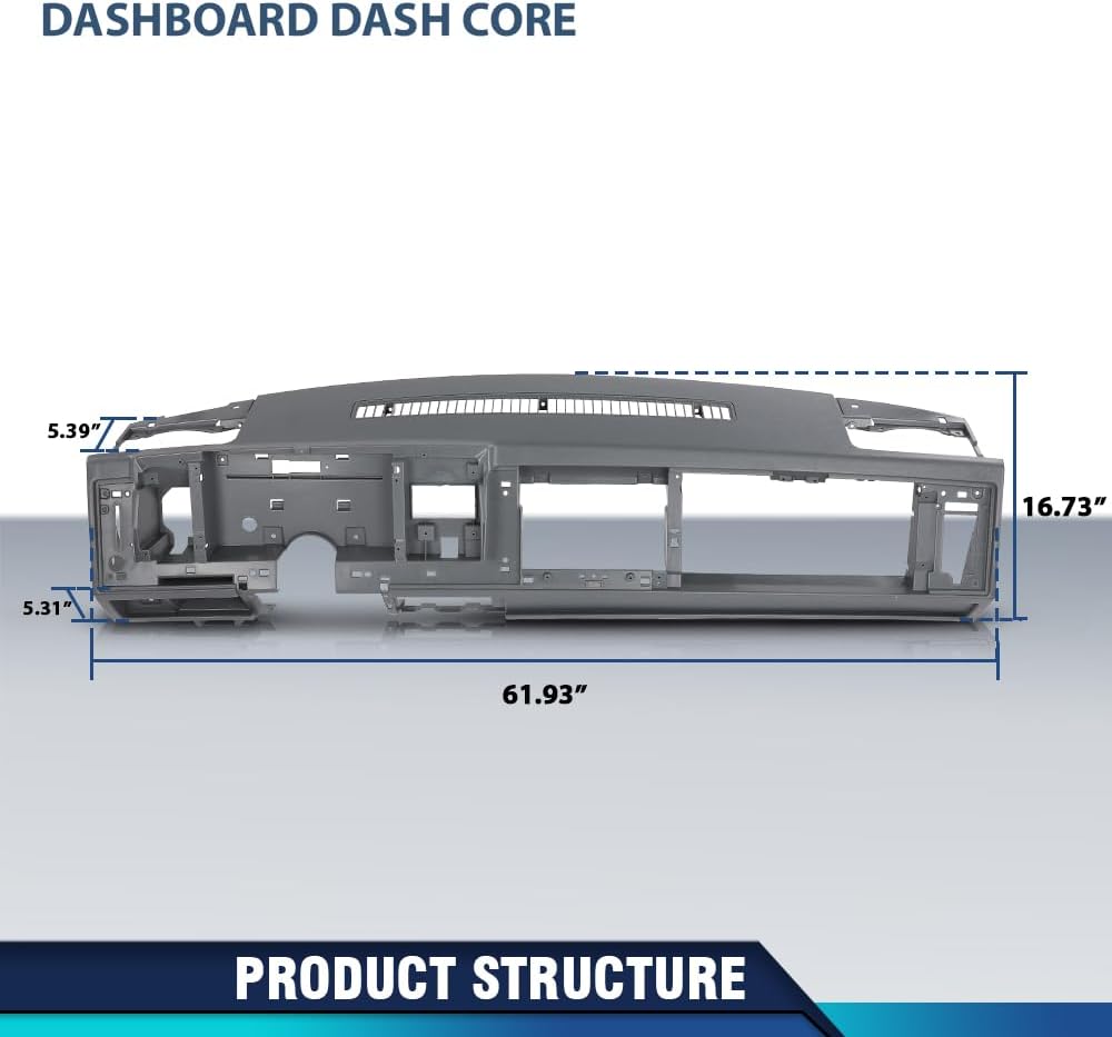 PIT66 Dash Dashboard Core, Compatible with 1988-1994 Chevy & GMC Truck / 1992-1994 Chevy Blazer GMC Yukon Suburban, Gray