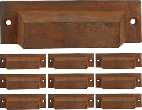 Set of 10 Cast Iron Cup Drawer Pulls 4 Inch, Modern Bin Pulls for Cabinets Drawer Bins Doors, 4.5 X 1 X 1.25 Inch, Kitchen Cabinet and Cupboard Door Pull (Iron, Vintage Rustic Finish)