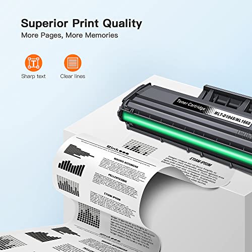 Image of E-Z Ink Compatible Toner Cartridge Replacement for Samsung 104 104S MLT-D104S to use with ML-1660 ML-1661 ML-1667 ML-1665 ML-1675 ML-1666 ML-1865 ML-1865W SCX-3205W Printer (Black, 2 Pack)