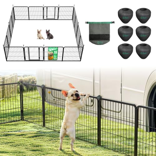 Image of FXW Instant Dog Playpen with RV Protector Balls for RV Camping Outdoor Yard | Portable Easy-setup Play Yard & RV Protector Balls, 24inch 16 Panels for Puppies & Small Dogs | Patented
