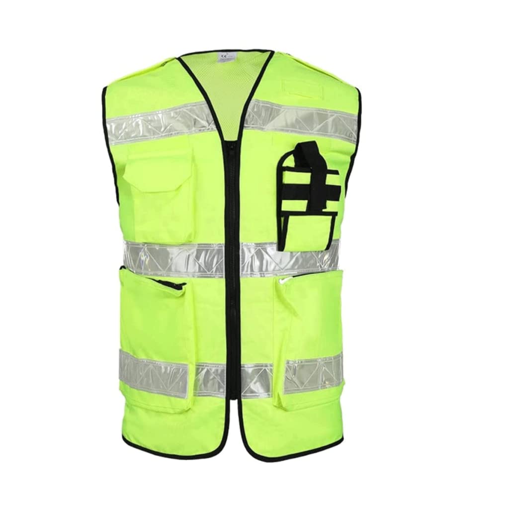Chaleco de Seguridad Transpirable Ultraligero con Cremallera Frontal y Bolsillo Chaleco Reflectante de Alta Visibilidad para Trabajo Nocturno para Mujeres y Hombres