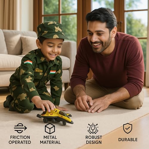 Image of KIDZYMON Die-Cast Metal Fighter Jets, Pull Back Military Aircraft Toys, Durable Metal Millitary Jet Plane, Friction Operated, Pack of 6 Jet, Size 3.7 Inch, Age 3+