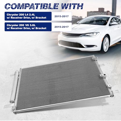 Image of Air Conditioning A /C Condenser Compatible with Chrysler 200 2015-2017 L4 2.4L / V6 3.6L # 4442, CN4442PFC, 68195662AA, CH3030255