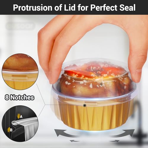 Eusoar ESAFA560109 Disposable Ramekins, Gold 50Pcs 5Oz Mini Aluminium Foil Baking Cups thumb #3