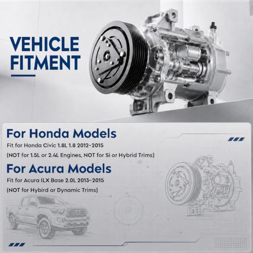 Image of ILONPA New AC Air Compressor w /Clutch for Honda Civic /Acura ILX | For Honda Civic 1.8L 2012-2015 (1.8L Engine Only, NOT for Hybrid or Si Trim), for Acura ILX Base 2.0L 2013-2015, 1600352