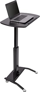 Stand Up Desk Store Pneumatic Adjustable Height Tilting Laptop Lectern Speakers Podium (Black, 25.5" Wide)
