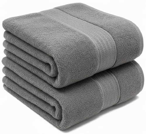 Image of UK furniture Premium Jumbo Bath Sheets (90 x 150 cm-2 Pack) 100% Egyptian Cotton Super Absorbent Extra Large Bath Sheet Quick Dry Hotel Quality Bathroom Towel Set (Charcoal Grey)