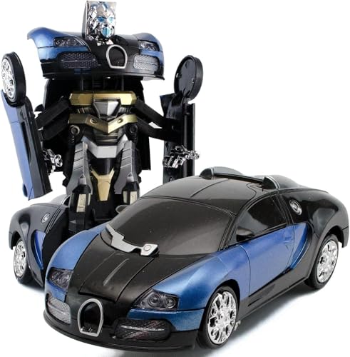 Image of Robot Car for Kids with Light & Music, Deformation Robot Car Toy Bump and Go Action 2 in 1 Car Toy Robot Battery Operated (Blue Robot Car)