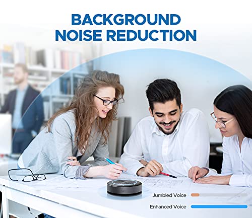 Image of Enther&MAXHUB Bluetooth Speakerphone,USB Conference Speaker with 6 Microphones, Enhanced 360 Voice Pickup and Noise Reduction,16 Ft Pickup Distance,Home Office,Black /Silver