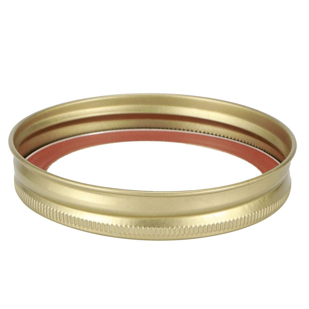 Fdit Gold, Silver 10Pcs Stainless Steel Mason Jar Lids Split Type Canning Lids For Glass Jars, 70Mm Gold Circular Ring With Cover Plate, Reusable Preserving Lids For Kitchen Storage, Regular Mouth