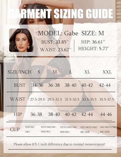 Image of Avidlove Lingerie for Women Sexy Lace Bra and Panty Set Underwire Push Up Lingerie Sets Demi Half Cup