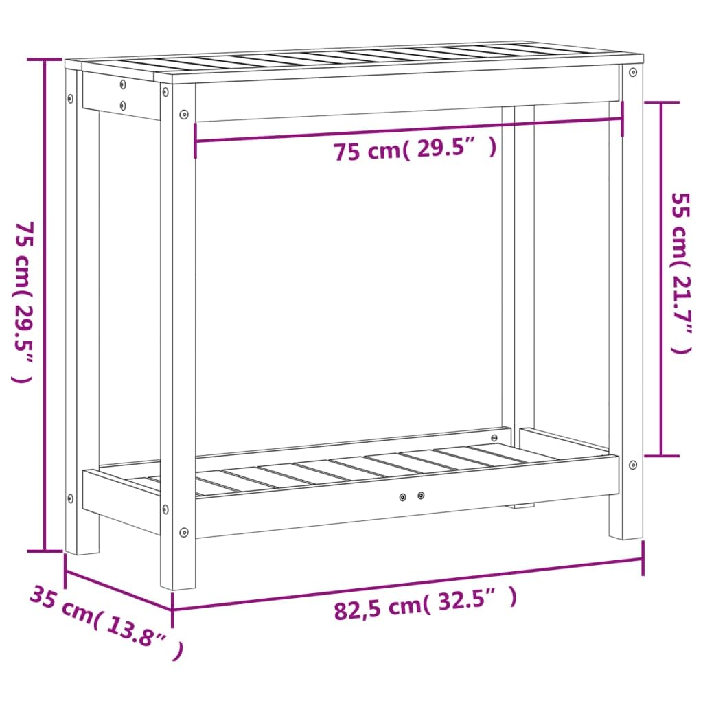 Gecheer Tavolo Invaso con Ripiano,Tavolo da Lavoro per Giardino,Tavolo per Piante in Legno,Banco da Lavoro da Giardino,Tavolo da Esterno,Mobili da Giardino Marrone Cera 82,5x35x75 Massello Pino
