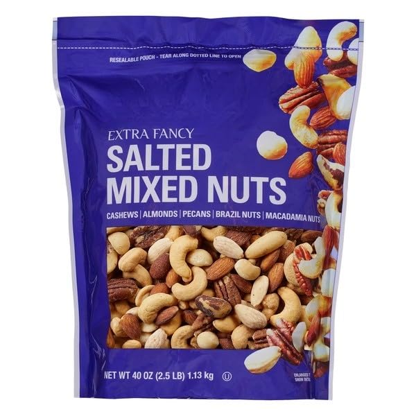 Extra Fancy Mixed Nuts, Premium Roasted Nut Blend, these nuts are perfect for everyday snacking, entertaining guests, or adding to charcuterie boards and recipes , Crunchy Snack Mix with Cashews, Almonds, Pecans & More, Party Snack & Everyday Snacking [ 40 oz , 2.5 lb ]