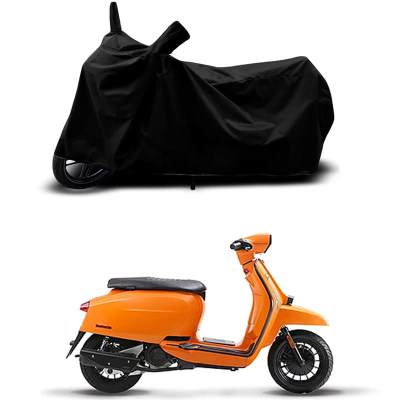 Image of 100% Scratchproof /UV-Rays /Heat Protection /Birds Dropping /Water Resistant /Dust Proof /Waterproof /Full Bike Scooty Two Wheeler Body Cover Compatible for Lambretta V125 All Varients[Black]