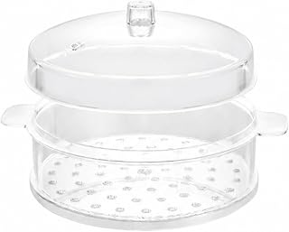MERIGLARE 透明アク製蒸し器蒸し器用クト 取っ手付きート 安定感抜群 フタ付き蒸し 材質検査済み 点心・野菜蒸し 家庭用チン用, 16cm 1段