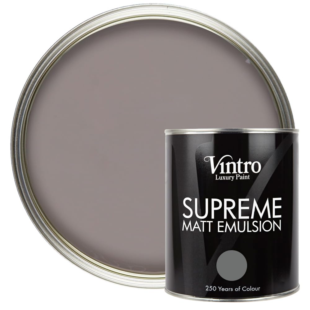 Vintro Paint | Luxury Matt Emulsion | Smooth Chalky Finish | Multi Surface | for Walls, Ceilings, Wood and Metal (Dark Grey) 1L