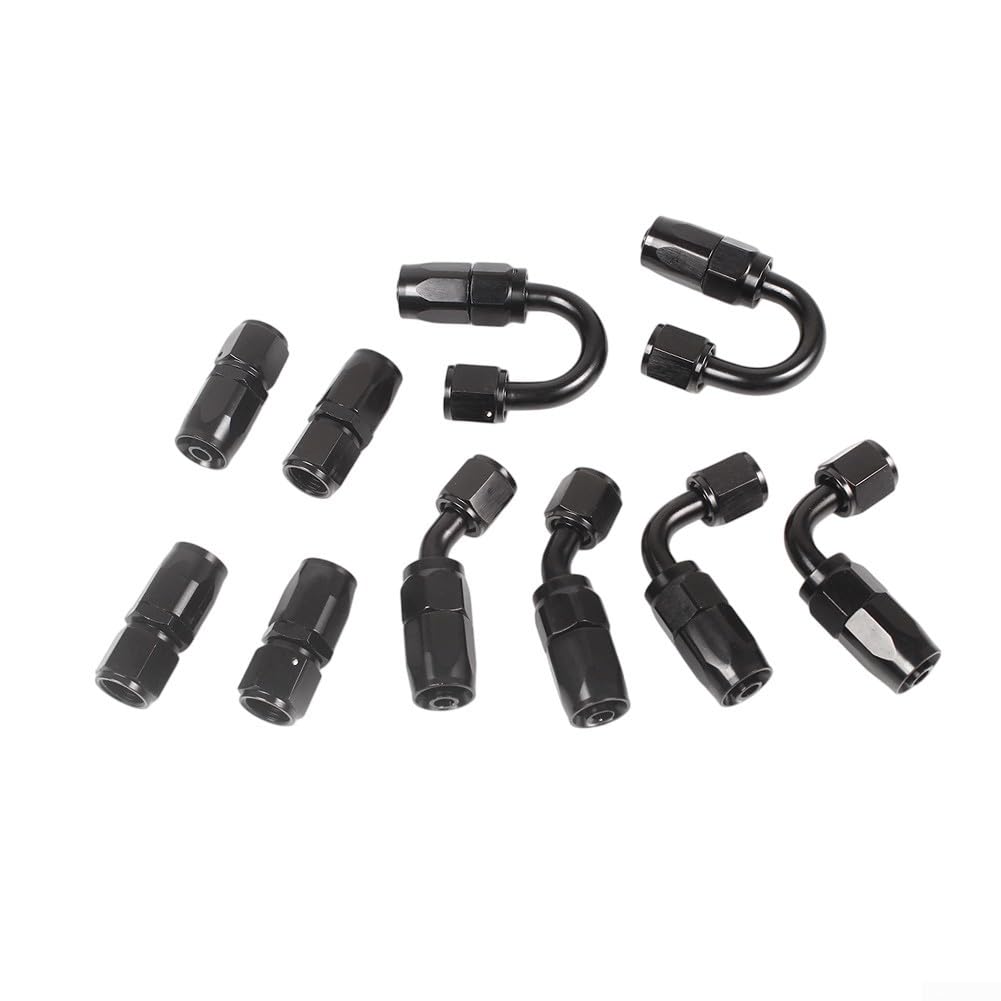 Kit de manguera de enfriador de aceite An6 de 6 metros de nailon negro para acero inoxidable trenzado con 10 accesorios para refrigerante de motor, diésel, líneas hidráulicas, líneas hidráulicas