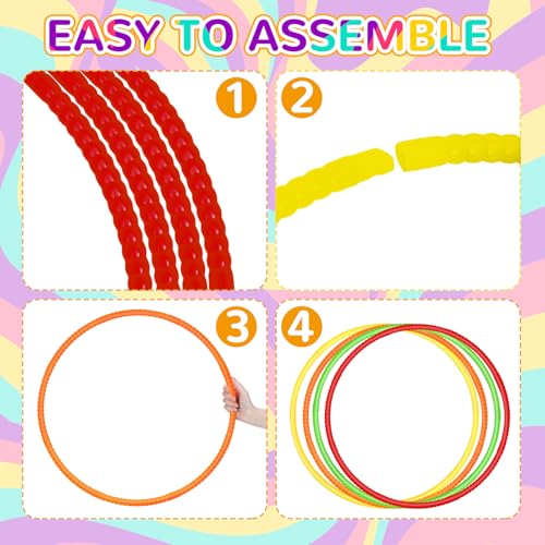 image for Sratte 12 Pcs Toy Hoop for Kid Detachable Adjustable Toy Hoop Colored 