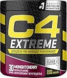 C4 Extreme Pre Workout Powder Midnight Cherry | Preworkout Energy Supplement for Men & Women | 200mg...