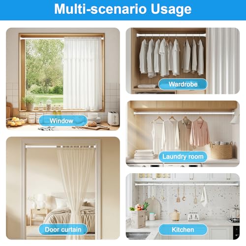 Image of MEXAU 2 Pack Spring Tension Curtain Rods 31-62 In White Shower Curtain Rod