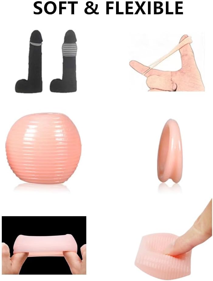 6 pcs/Set Foreskin Correction Cock Ring Penis Sleeve Delay Ejaculation Male Chastity Cage Cockring Sex kit Cock Sleeve Penis Stretcher for Men Sex Toys