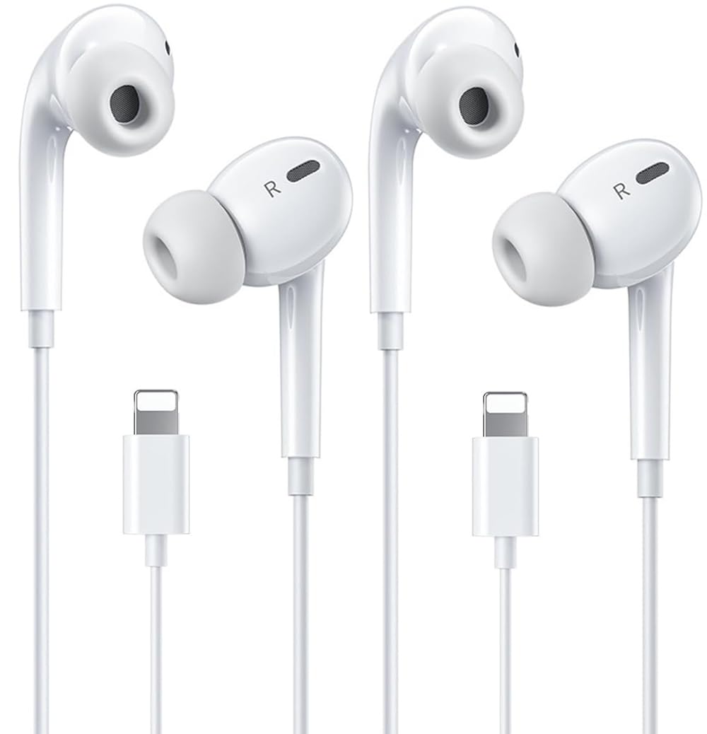 Photo 1 of 2 Pack Wired Headphones for iPhone,Earbuds Earphones Built-in Microphone & Volume Control,Compatible with iPhone 14/13/12/11/XR/XS/X/8/7/Pro/Pro Max