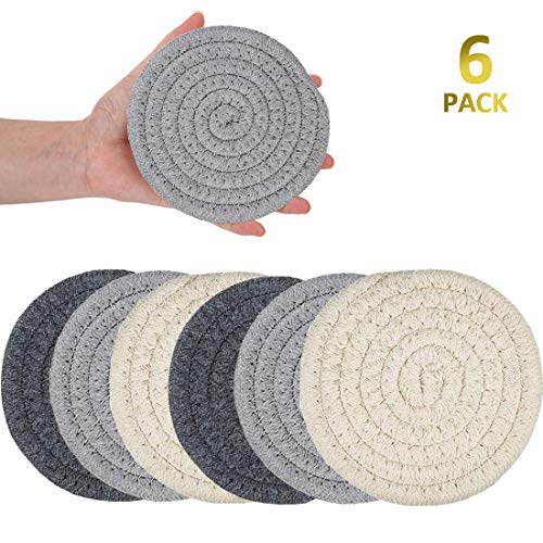 Coasters for Drinks, Handmade Braided Drink Coasters, Set of 6