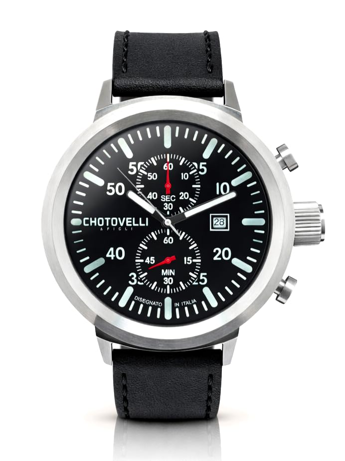 Montre chronographe Chotovelli Big Pilot 747.11 en acier noir