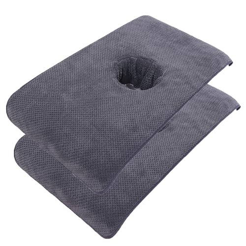 Massage Table Cover 2Pcs Soft Massage Bed Cover with Face Hole 16x32'' Reusable Spa Beauty Bed Cover Towel with Face Hole Massage Bed Sheet for Skin Care,Grey Massage Table Cover With Face Hole