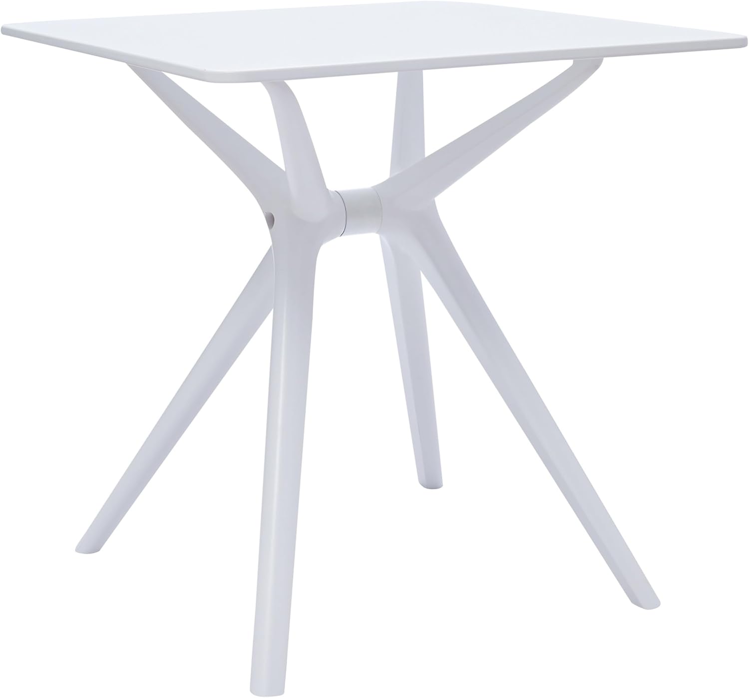 Benjara Filia 29 Inch Outdoor Dining Table, Rectangular Top, Tapered Legs, White