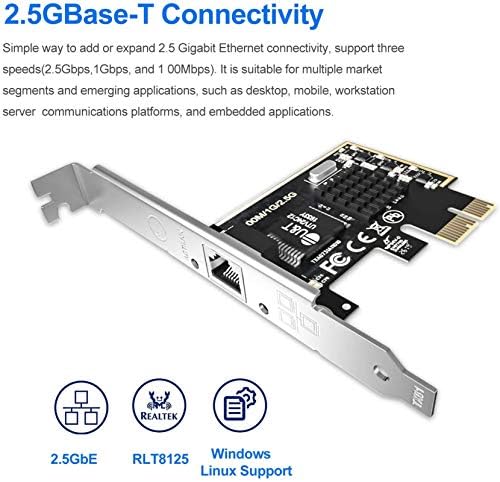 EDUP 2.5G Gigabit Network Card 2.5G/1G/100Mbps PCI Express Ethernet RJ45 LAN Adapter Converter for Desktop PC Support Windows,Windows Server,Linux,with Heat Sink, Low-Profile Bracket