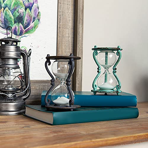 Soffee Design Rustic 6-Minute Hourglass Sand Timer, Vintage Distressed Sand Clock, Rustic Sand Watch With White Sand, Antique Sandglass For Home, Kitchen, Office Decor, Turquoise #TOP2