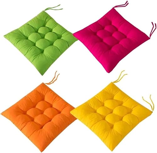 （Seat cushion only） Memory Foam Dining Chair Cushions 40x40 cm Non-Slip Textured Seat Pads with Ties Comfortable Upholstered Kitchen Chair Cushions for Home Decor