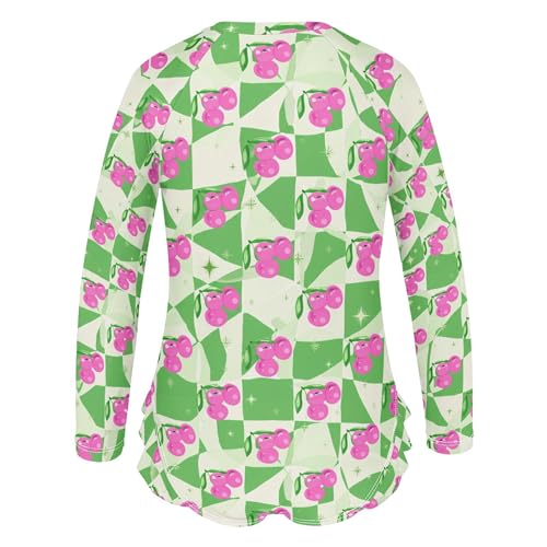 Cherry Fruit Girls Long Sleeve Rashguard Swimsuit UV Protection One-Piece Swimwear Bathing Suit B04047083