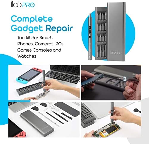 ilabPRO Electric Precision Screwdriver Set - Electric Screwdriver Multi Tool kit with 48 Premium bits, Magnetic Cordless Screwdriver and Repair kit for DIY and pro Level Repairs
