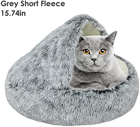 Scoutteemo Pet Cat Bed Cave Cuddly Cat Dog Bed, Cushy and Cuddly Cave, 40/50cm Soft Plush Winter Warm Foldable Sleeping Mat For Cats Dogs Washable Cute Pet Sleeping Tent