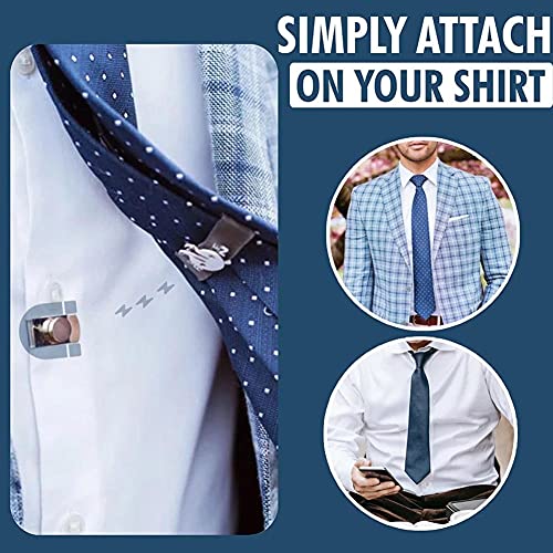 RZJZGZ 4 Pcs Invisible Magnetic Tie Stay,Anti-Wrinkle Stainless Tie Stay Clips,Magnetic Tie Clips for Men,Shirt Tie Clips Stays Pin,for Men Gifts and Anniversary Business2