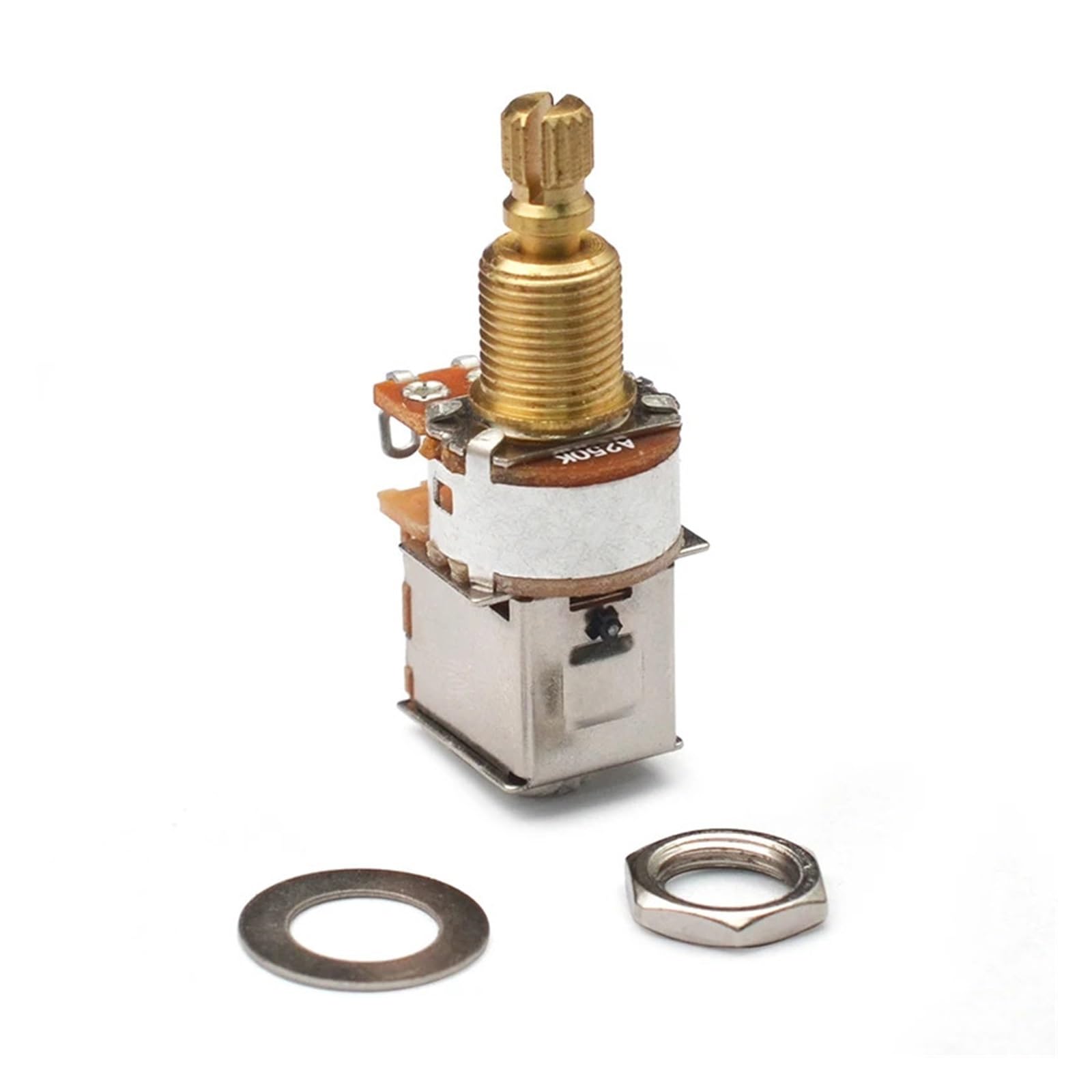 2 potenciómetros de control de empuje/empuje de eje de latón - A500K/B500K/A250K/B250K, for piezas de guitarra(B500K 2Pcs)