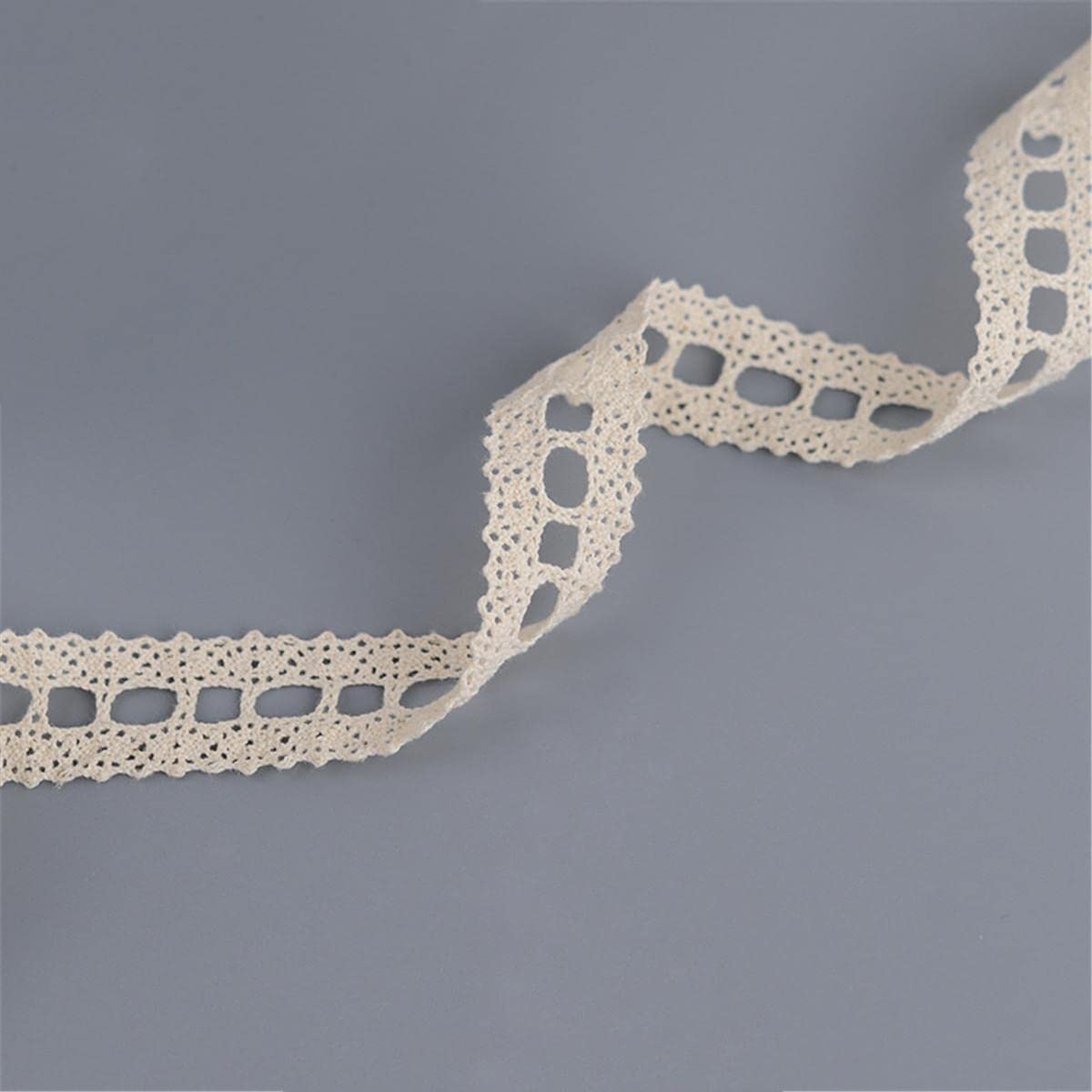 3 Yards 2.3cm Lace Ribbon Cotton Fabric Edging Trimmings Fabric Crochet Lace Trim Cotton Lace Edge Trim Ribbon Embroidered Applique Cotton Lace Tape for Sewing Crafting Wedding Cards DIY (Apricot)