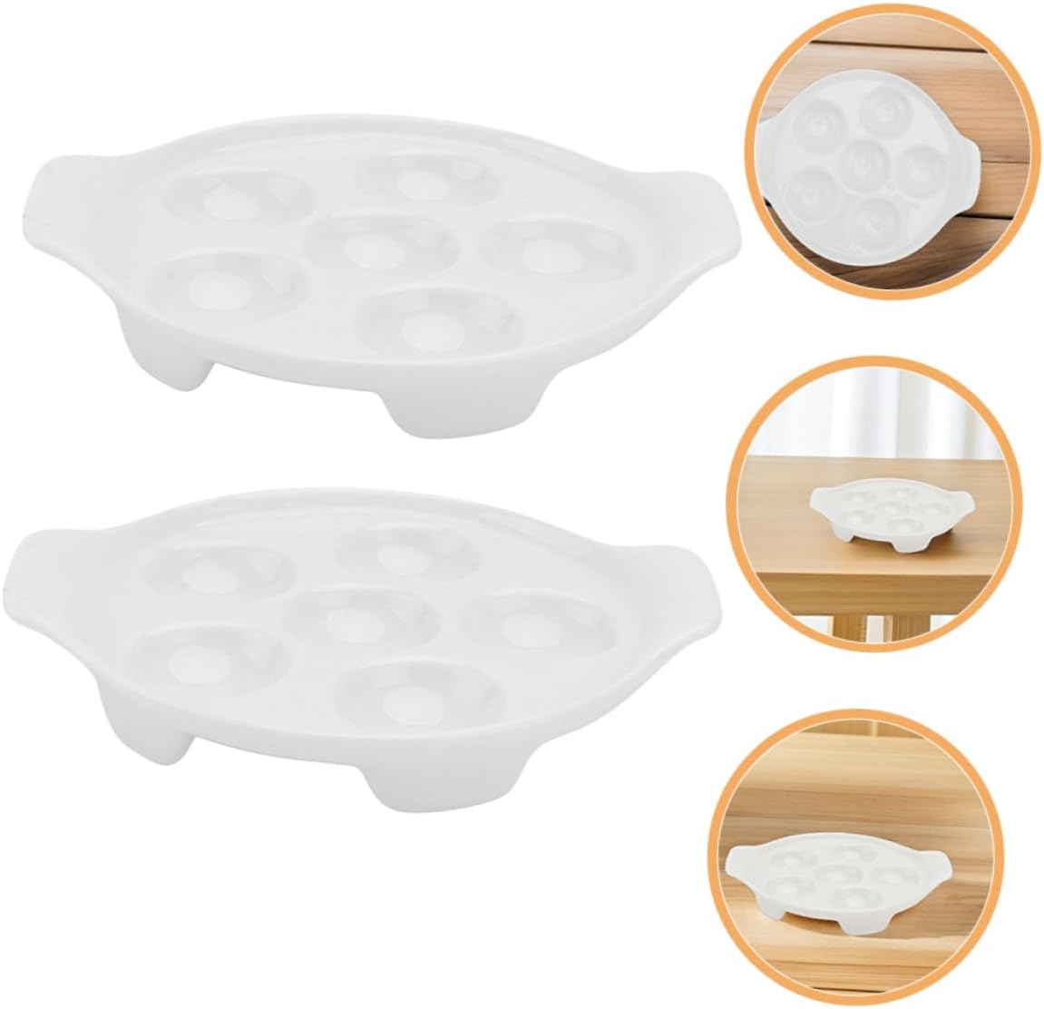 Mikinona 4Pcs Ceramic Escargot Dish Versatile Deviled Egg Platter Tray for Family Gatherings Elegant French Design Baking Plate for Social Events and Dinner Parties