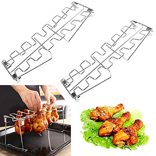 RRMMAN Soporte plegable de acero inoxidable para parrilla de ahumado o horno, apto para lavavajillas, antiadherente, ideal para barbacoas, picnics (2 unidades) Cover