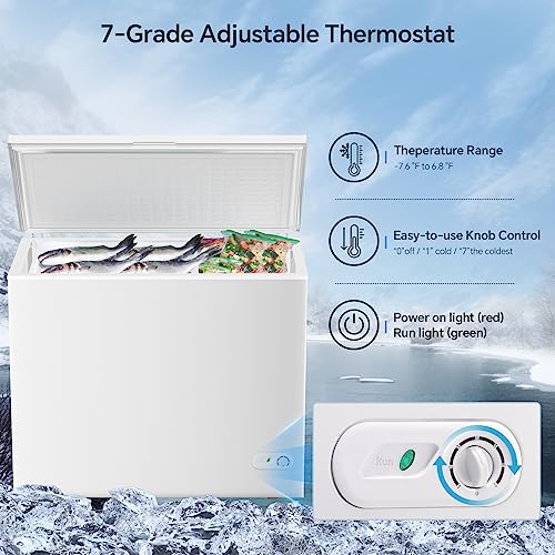 image for Kismile 7.0 Cubic Feet Chest Freezer with 2 Removable Baskets Free Sta