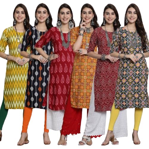 Pinkmint Kurti's For Women Combo Crepe Kurti Suitable For College Regular Home Wear Outrdoor Wear(Pack Of 6)