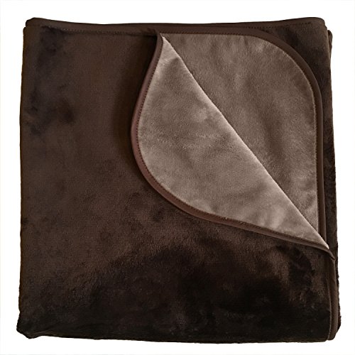 Mambe Silky Waterproof Throw for Protecting Furniture Bed Couch from Stains Caused by Dogs Cats Incontinence. Soft Washable Reversible. (Size Medium 70x70 inches Color Chocolate/Cappuccino)