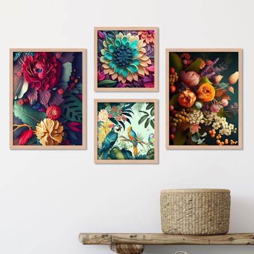 Image of kotart Aesthetic Modern Wall Decor Paintings with Frame for Home Decoration - Painting for Living Room Bedroom - Painting for Wall Decoration - Pack of 4 (Art 4, Big (13x17 or 13x13 inch))