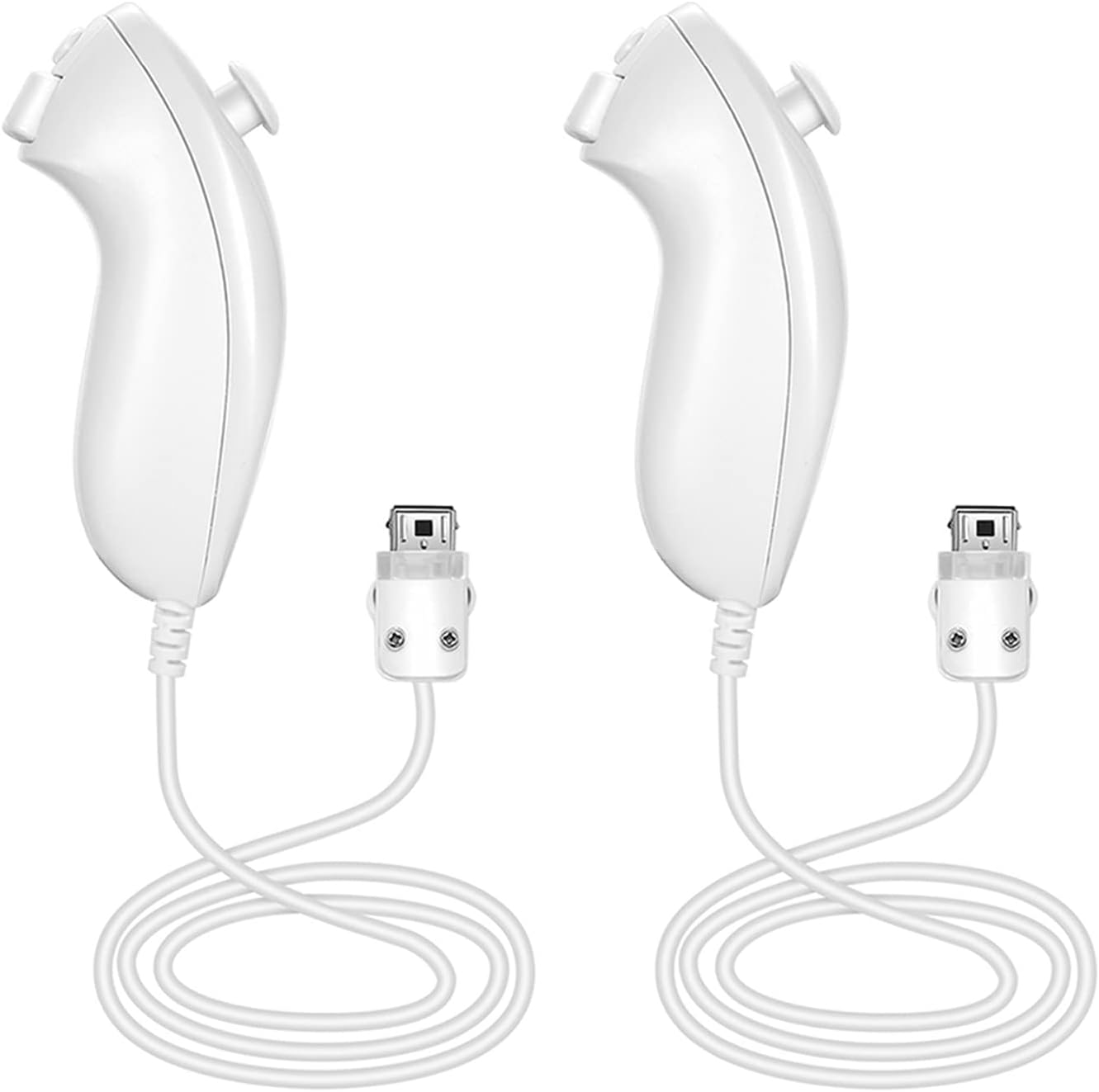NC Nunchuck Controller Joystick Gamepad Replacement for wii Nunchuck Controller, Compatible with Nintendo Wii & Wii U Video Game Gamepads. (White 2PCS)