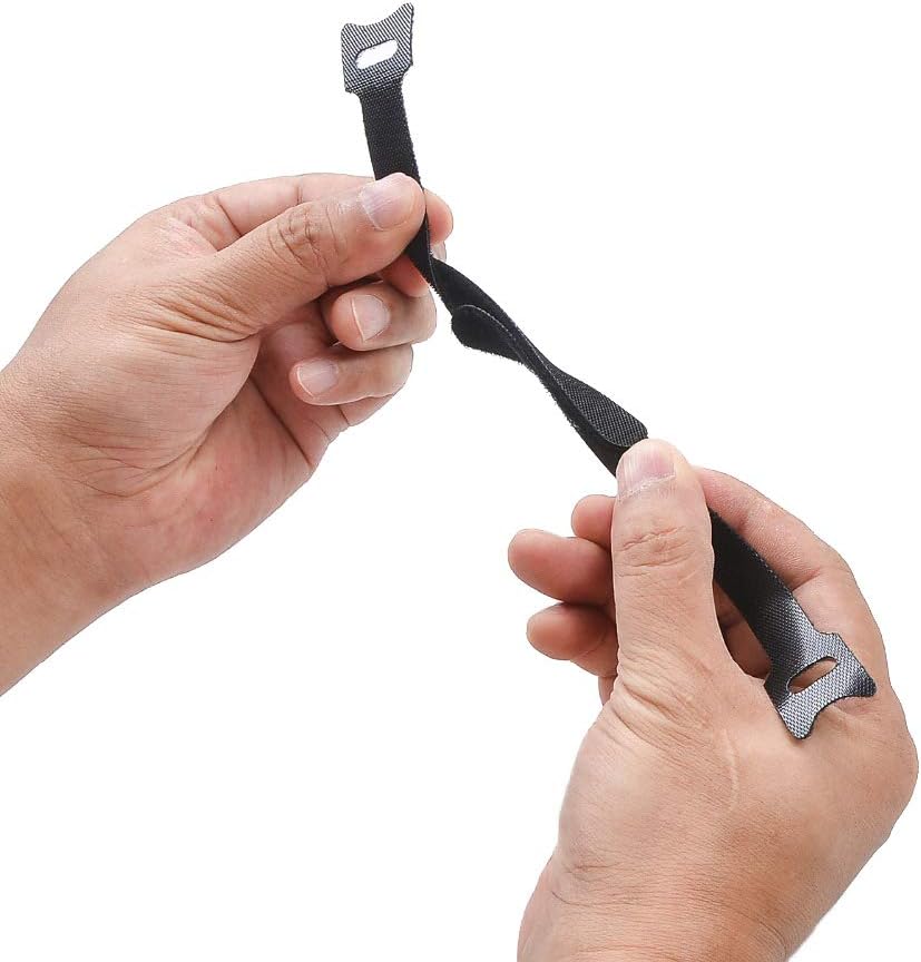 100 x Black Adjustable Reusable Cable Straps, Hook and Loop , Long Cable Ties